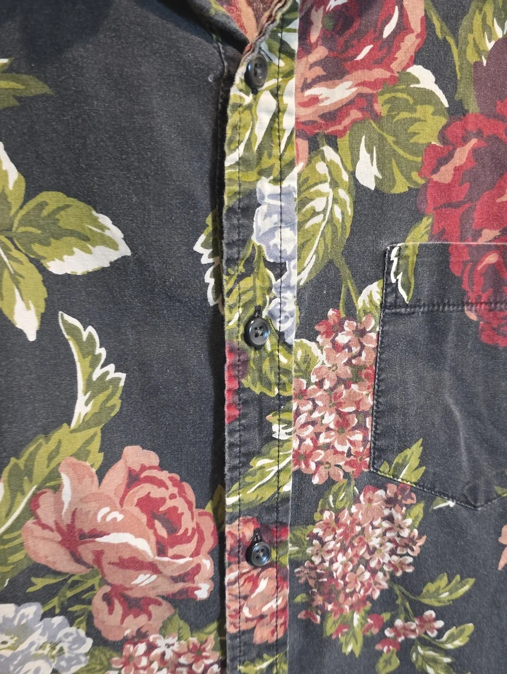 Denim & Supply Ralph Lauren Black Floral Short-Sleeve Button-Down - Picture 3 of 4